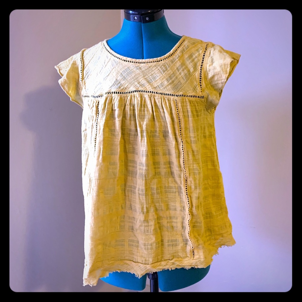 *Sold* Mustard Cap Sleeve Blouse